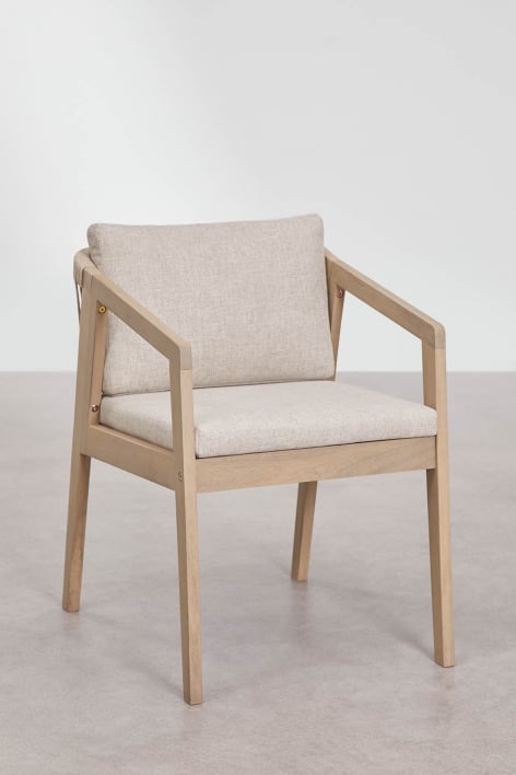 Kaela dining chair in acacia wood and braided rope - Fabric Sand Brown