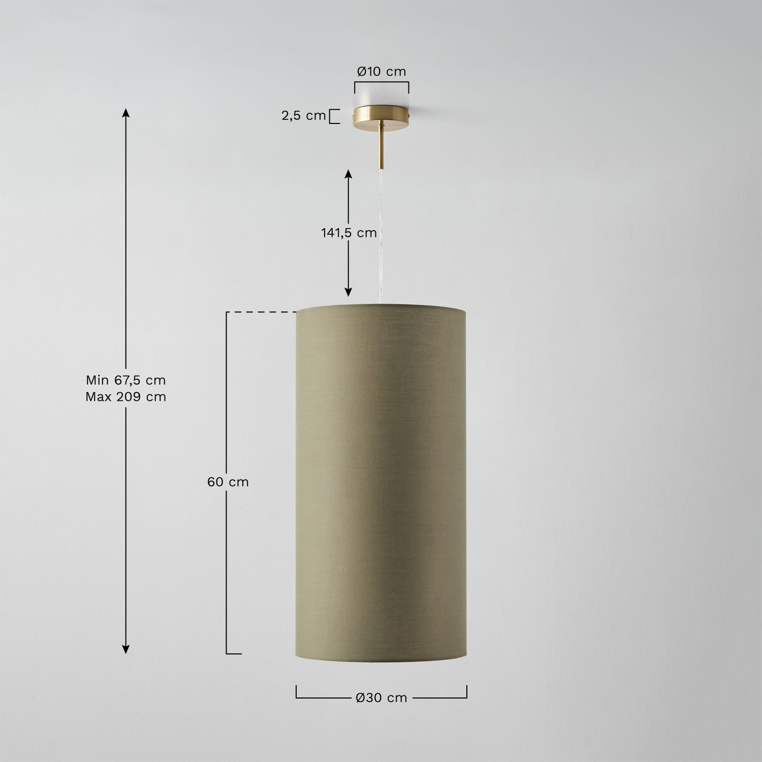 Arlina fabric pendant ceiling lamp, medidas