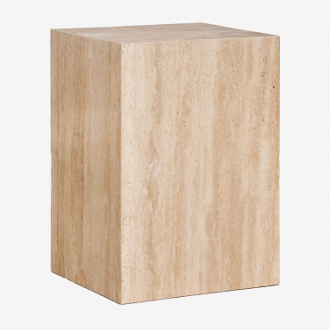 Pack Of 2 Square 35x35 Cm Bedside Tables In Natural Aluret Stone Travertine - Sklum
