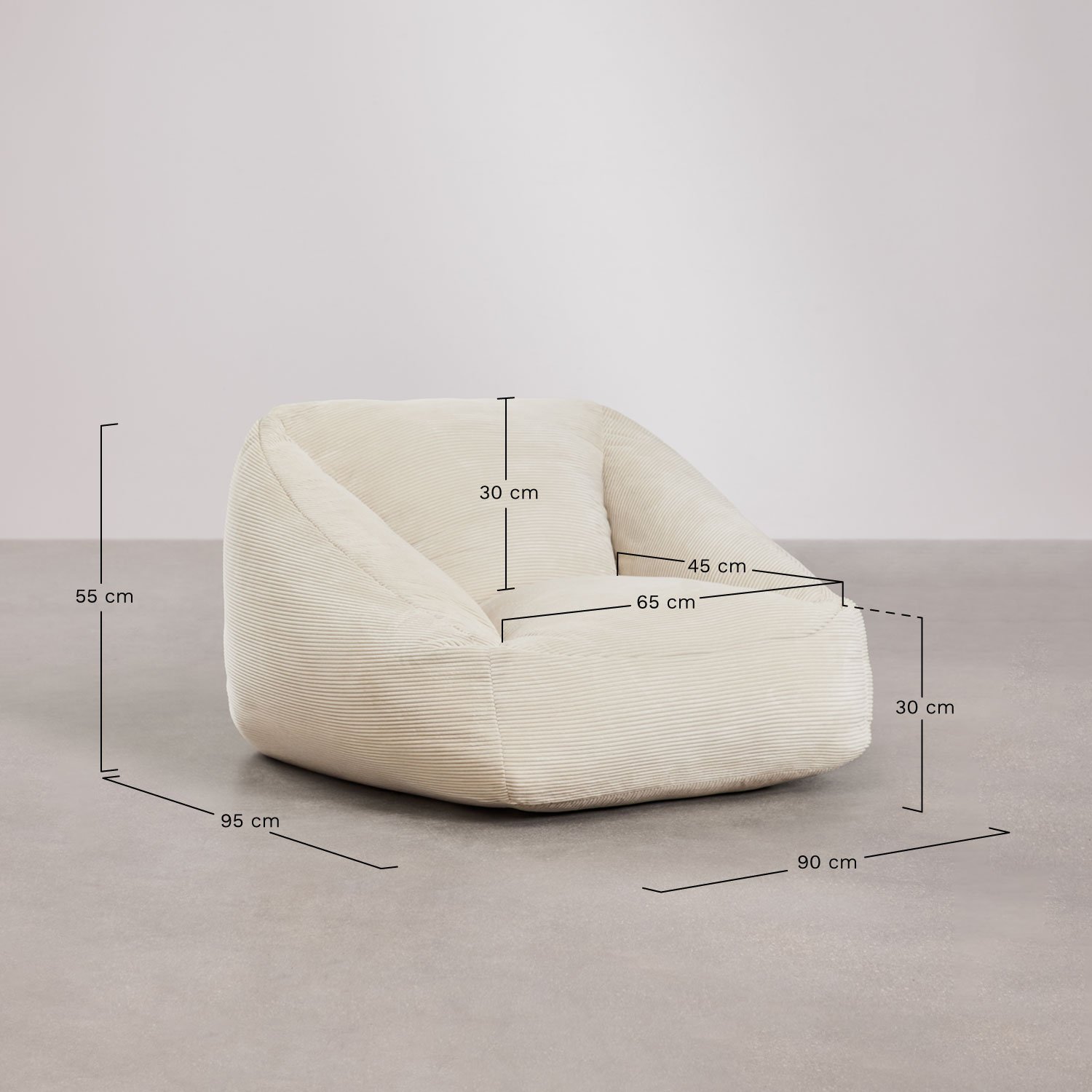 Thiago upholstered pouf armchair, medidas