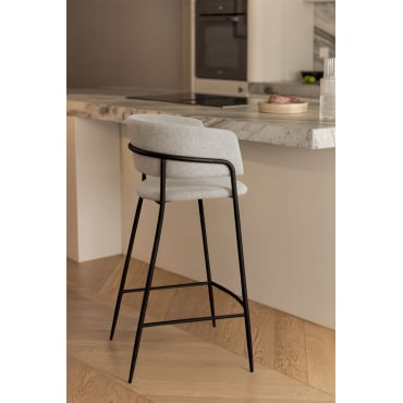 Pack Of 2 Upholstered Nalon Bar Stools ↑75 Cm & Black & Fabric Off-white - Sklum