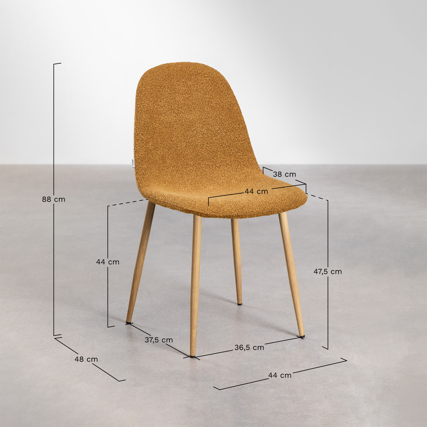 Pack of 4 Glamm dining chairs, medidas