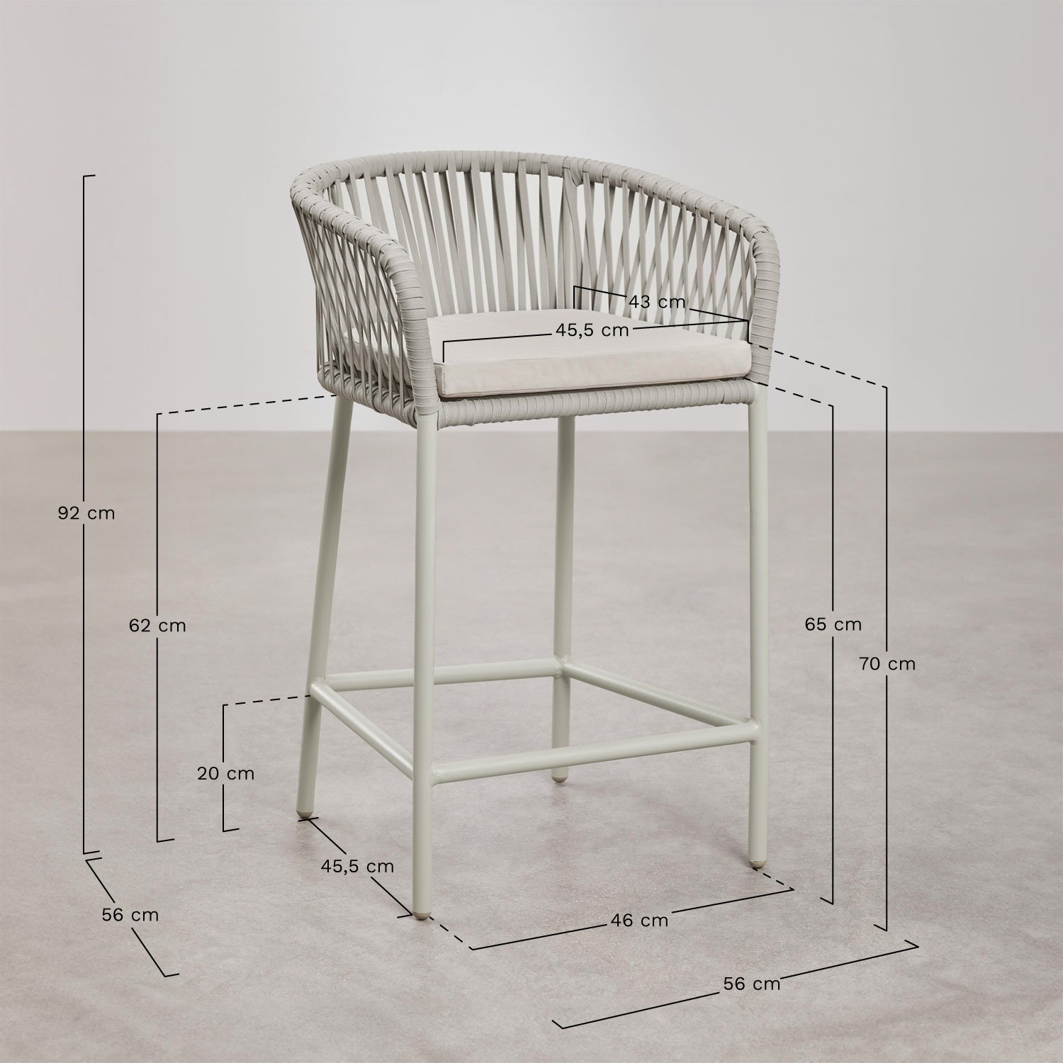 Arhiza high stool, medidas