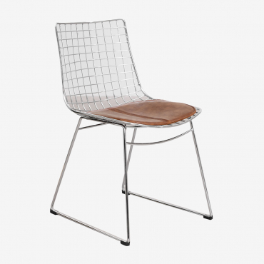 Renee Steel Dining Chair Chrome & Leatherette Coffee Vintage - Sklum