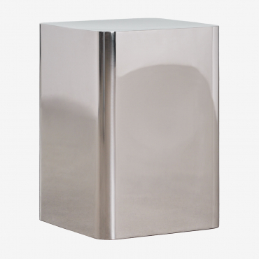 Square Side Table In Stainless Steel Loraq Grey Steel & 35 X 35 Cm - Sklum