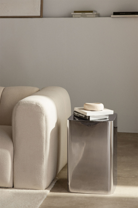 Square side table in stainless steel Loraq - Polished Stainless Steel