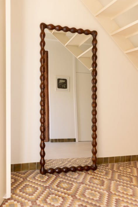 Rectangular wall mirror in Tessaia mango wood