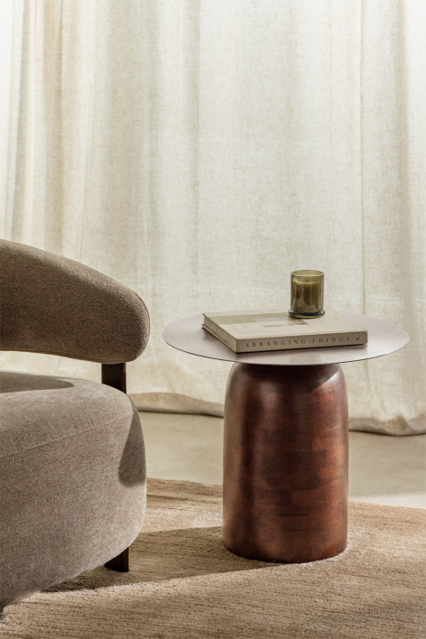 Alliser round side table Ø40 cm - Dark Wood Brown