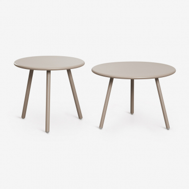 Set Of 2 Aradina Steel Garden Side Tables Moka Brown - Sklum