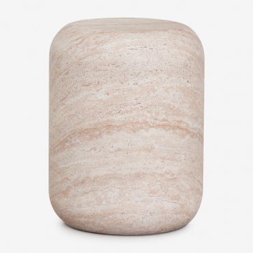 Round Side Table Ø35 Cm In Cement Fonelas Look Travertino - Sklum