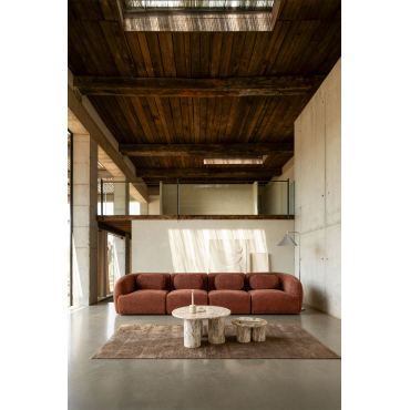 4-piece Modular Sofa In Coquette Chenille Rust Brown Chenille - Sklum