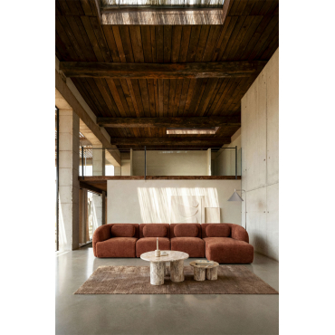 4-piece Right Modular Chaise Longue Sofa In Coquette Chenille Rust Brown Chenille - Sklum