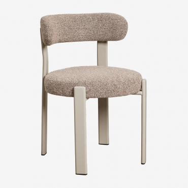 Pack Of 4 Upholstered Dining Chairs With Iron Jolie Brown Frappé & Bouclé Brown Wheat - Sklum