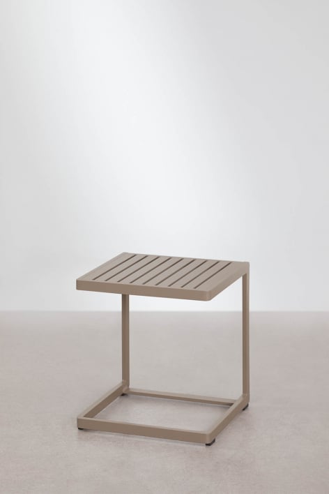 Square 40x40 cm aluminum Dulem garden side table - Moka Brown