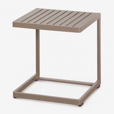 Square 40x40 Cm Aluminum Dulem Garden Side Table Moka Brown - Sklum