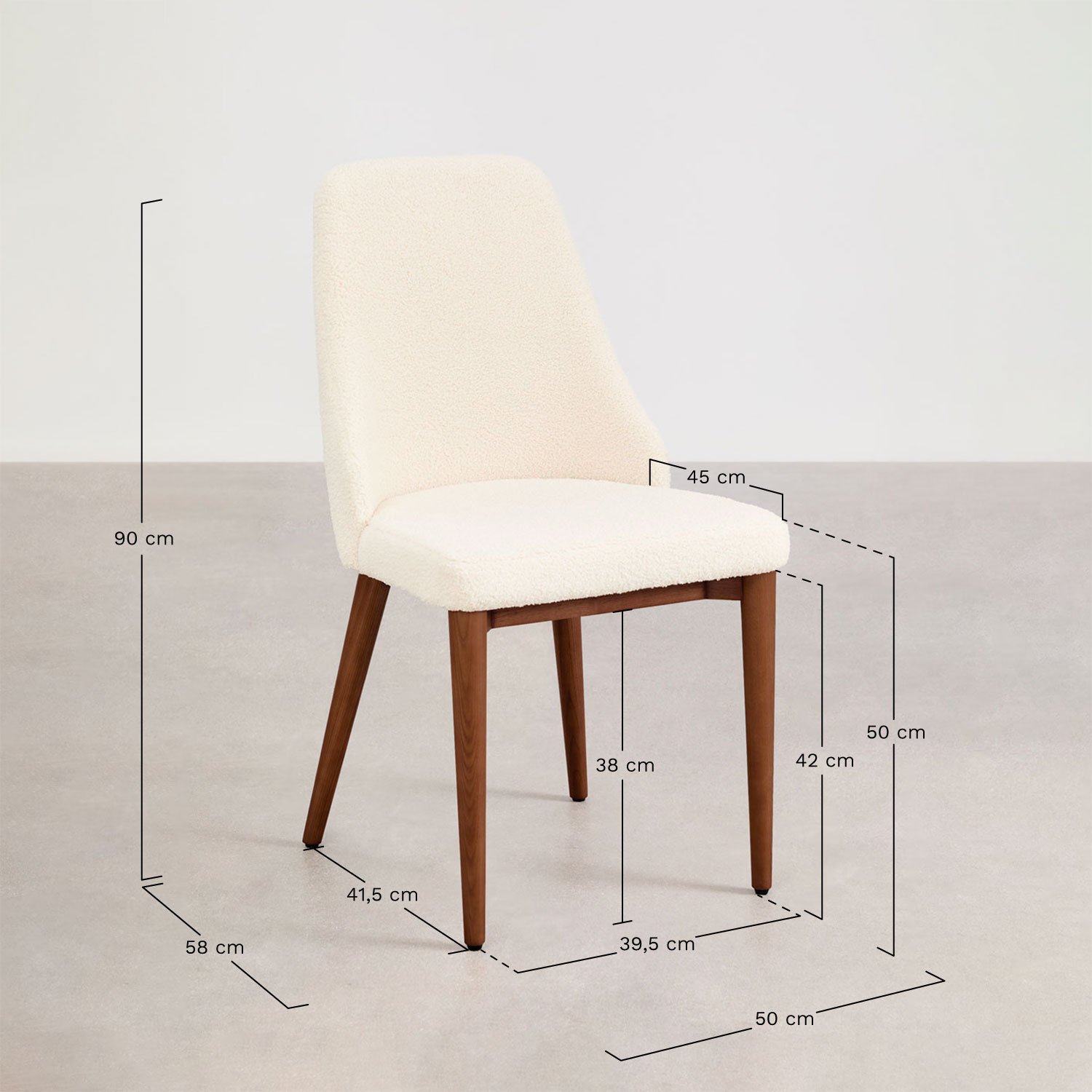 Leiden upholstered dining chair, medidas