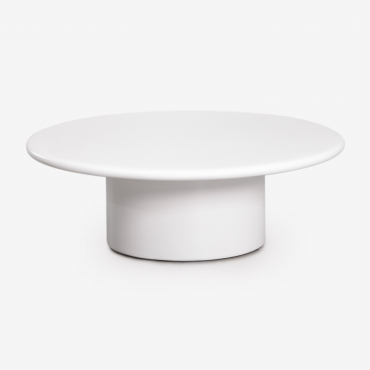 Namara Round Cement Garden Coffee Table Ø90 Cm & White - Sklum