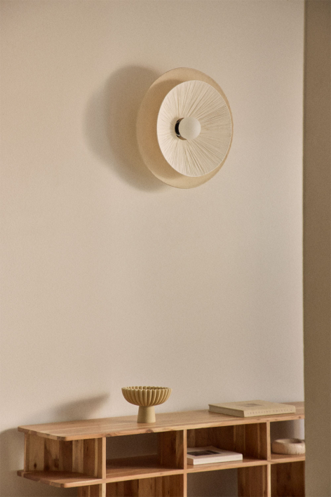 Aislin raffia wall lamp Ø50 cm - White