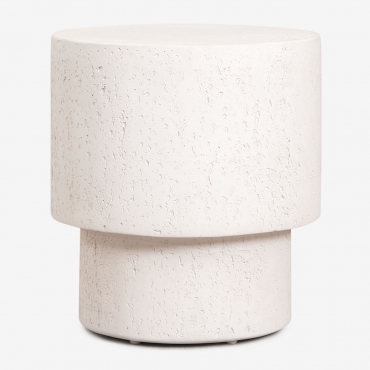 Selara Round Ø45 Cm Cement Garden Side Table White - Sklum