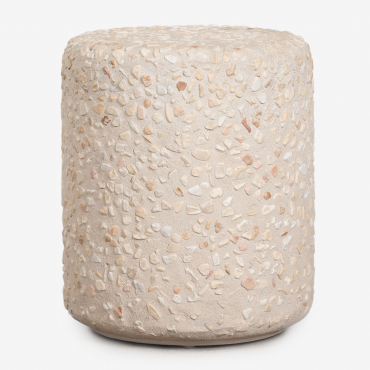 Round Ø35 Cm Elyndra Cement Garden Side Table Beige Terrazzo - Sklum