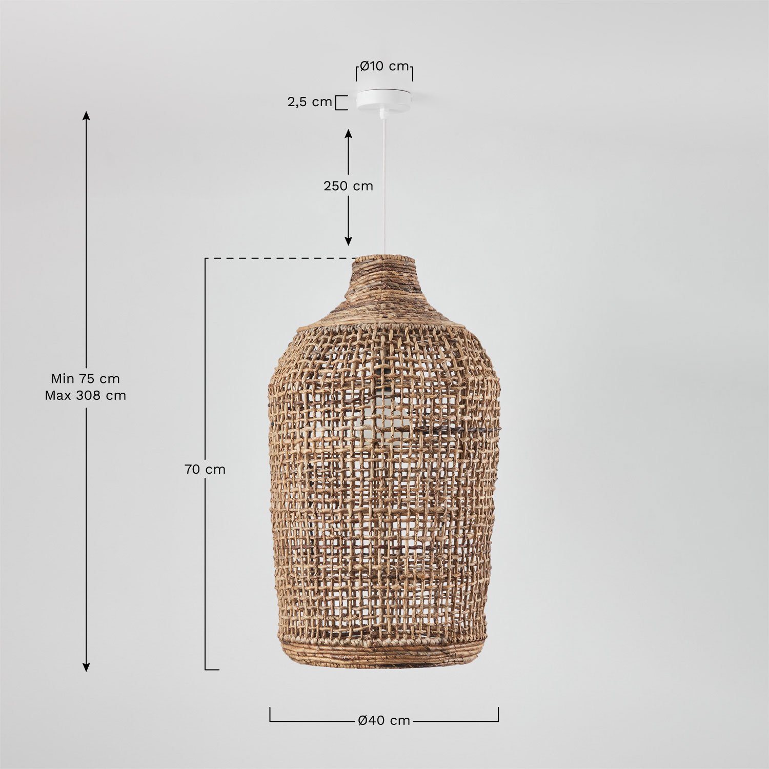 Arantxa pendant ceiling lamp, medidas