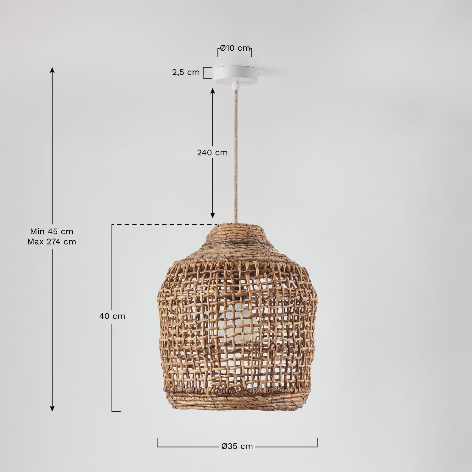 Arantxa pendant ceiling lamp, medidas