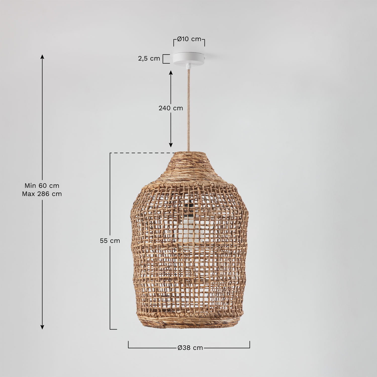 Arantxa pendant ceiling lamp, medidas