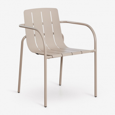 Stackable Garden Chair With Steel Armrests Isoria Moka Brown - Sklum