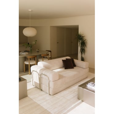 Vacuum-packed 2-seater Velvet Sofa Bed Mitchie Corduroy Beige Nature - Sklum