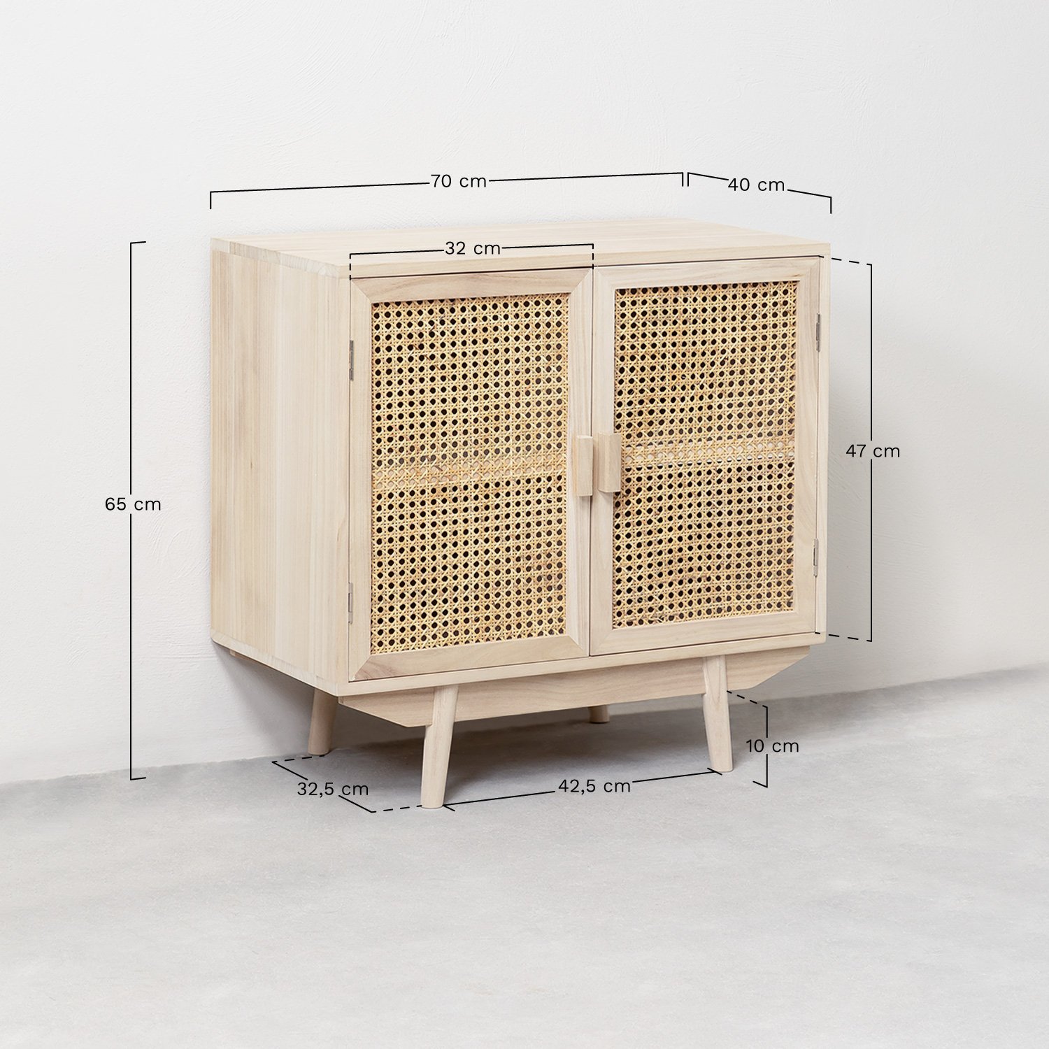 Ralik wood sideboard 65x40 cm, medidas