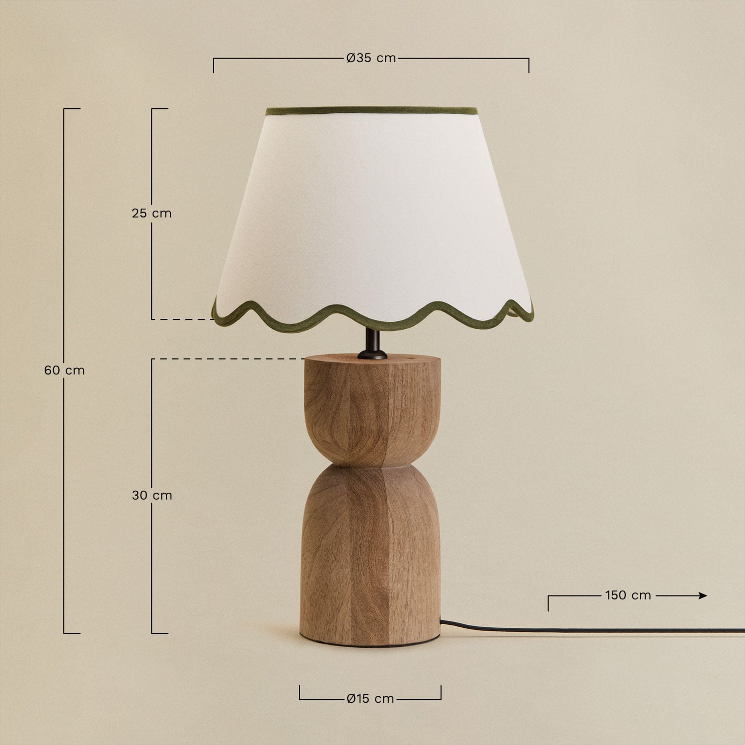 Diniz table lamp, medidas