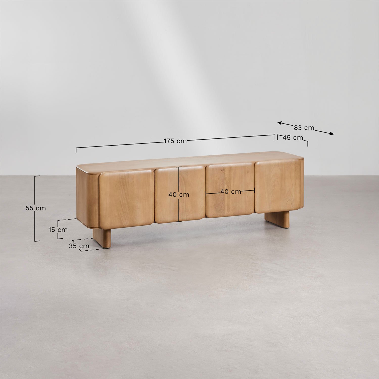 Miller mango wood TV cabinet, medidas