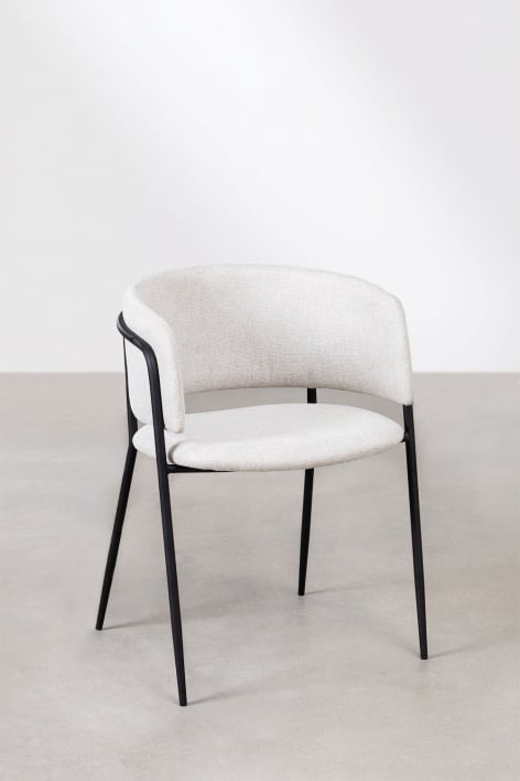 Pack of 4 Nalon upholstered dining chairs - Fabric Off-White