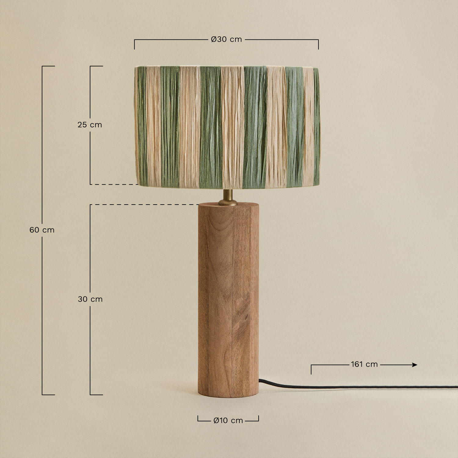 Carolina mango wood table lamp, medidas