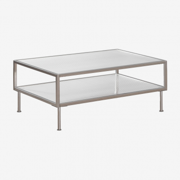 Rectangular Coffee Table 90x60 Cm In Steel And Glass Paoline Brushed Grey - Sklum