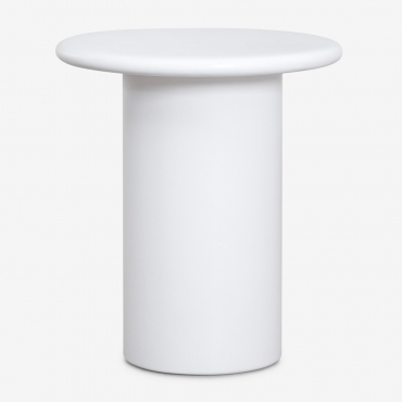 Namara Cement Round Garden Side Table, Ø45 Cm White - Sklum