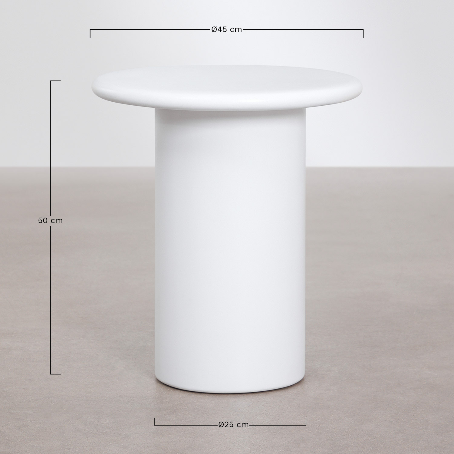 Namara cement round garden side table, Ø45 cm, medidas