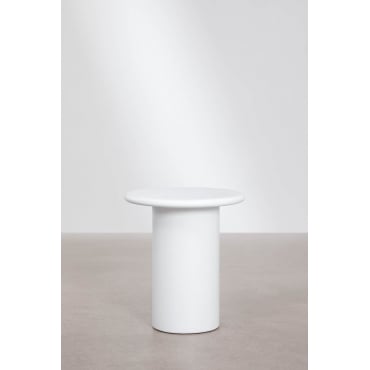 Round Bedside Table Ø45 Cm In Namara Cement White - Sklum