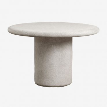 Emiria Round Garden Table In Cement Ø120 Cm & Sand Grey - Sklum