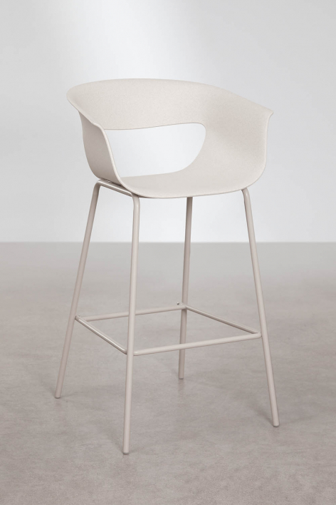 4-Pack high stools 75 cm in polypropylene and off-white steel Alanys - White Stone