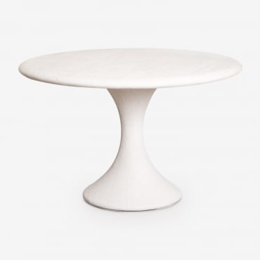 Eloria Round Garden Table Ø120 Cm In Cement White - Sklum