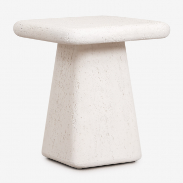 Square 45x45 Cm Cement Maelis Garden Side Table White - Sklum