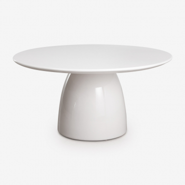 Numira Round Dining Table Ø150 Cm In Cement Bright White - Sklum