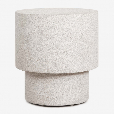 Set Of 2 Round Nightstands Ø45 Cm In Selara Cement Sand Grey - Sklum