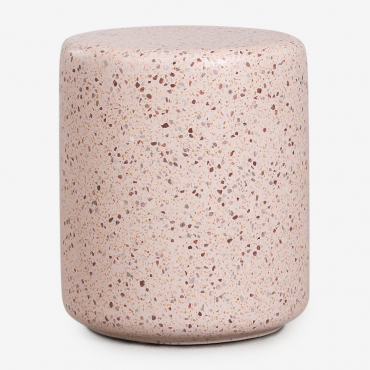 Pack Of 2 Round Nightstands Ø35 Cm In Elyndra Cement Light Pink Terrazzo - Sklum