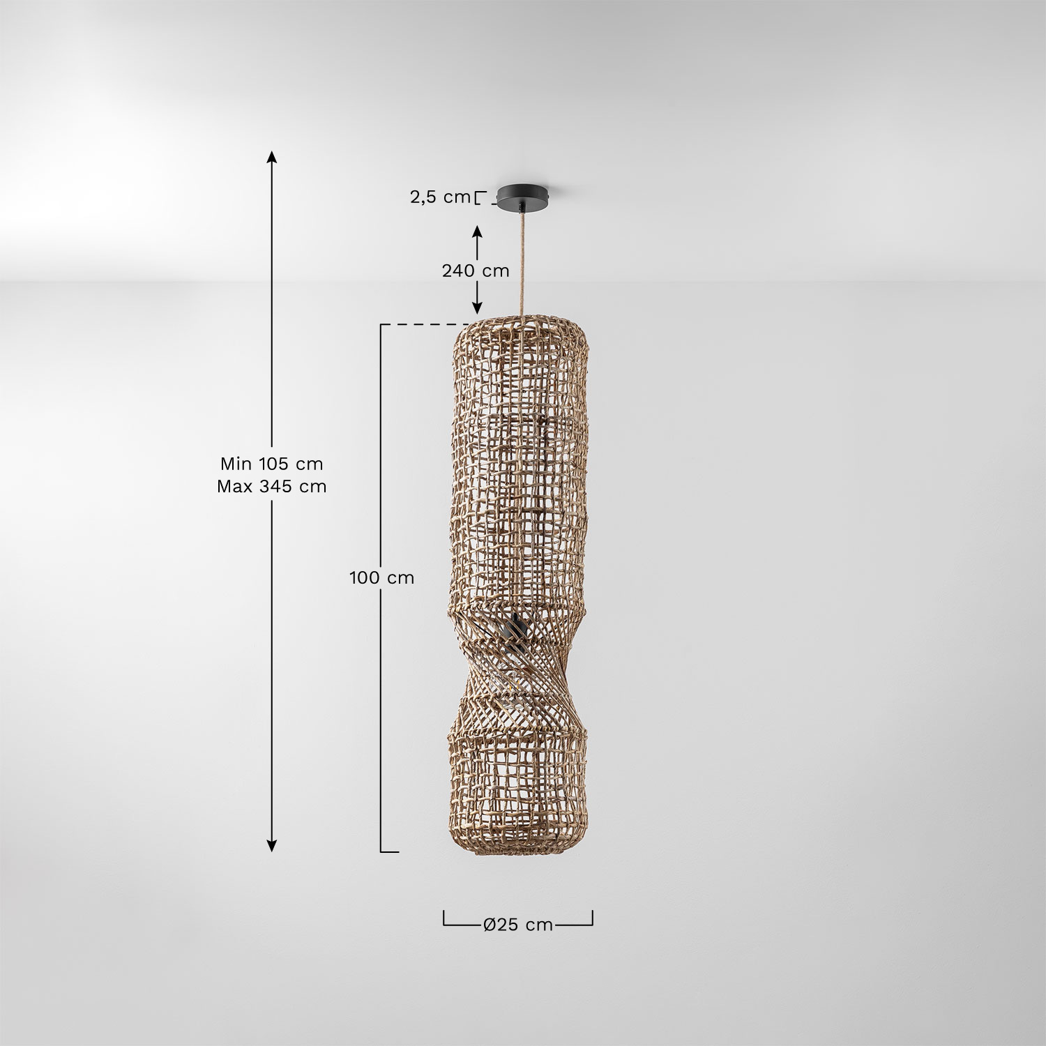 Aleida hanging ceiling lamp for outdoor use, medidas