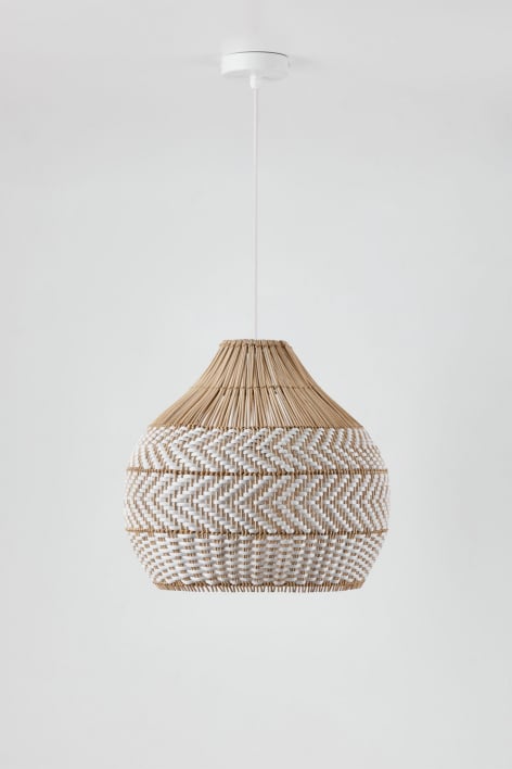 Hanging ceiling lamp in braided rattan Llaury - White