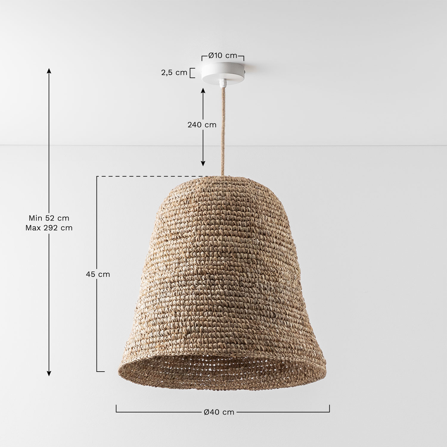 Kayradens outdoor hanging ceiling lamp, medidas