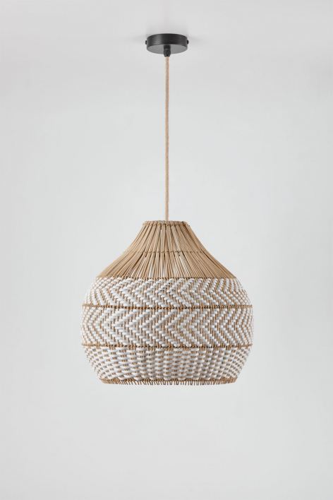 Hanging ceiling lamp for outdoor use in braided rattan Llaury