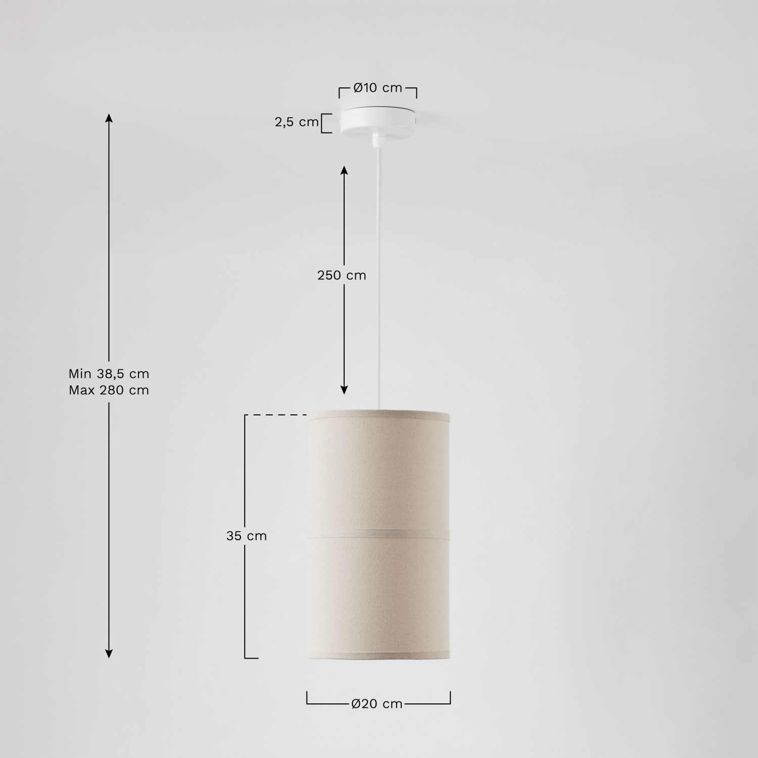 Olinda ceiling lamp, medidas